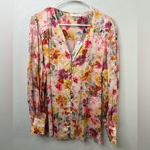 NWT-Elie Tahari $395 XL Silk Floral Blouse